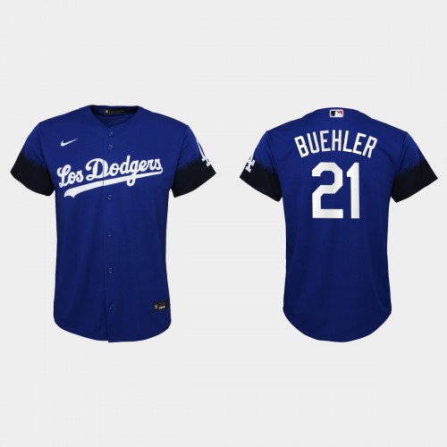 Los Angeles Los Angeles Dodgers #21 Walker Buehler Nike Youth 2021 City Connect MLB Jersey Royal Youth->los angeles dodgers->MLB Jersey