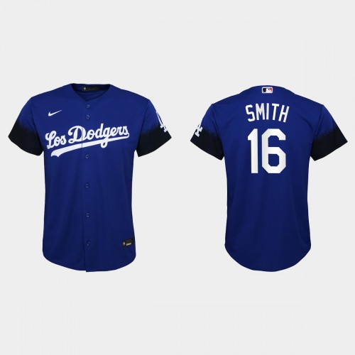 Los Angeles Los Angeles Dodgers #16 Will Smith Nike Youth 2021 City Connect MLB Jersey Royal Youth->youth mlb jersey->Youth Jersey