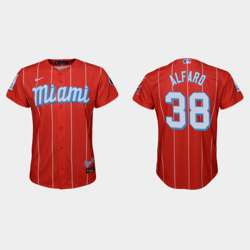 Miami Miami Marlins #38 Jorge Alfaro Youth Nike 2021 City Connect Authentic MLB Jersey Red Youth->miami marlins->MLB Jersey