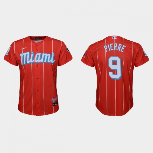 Miami Miami Marlins #9 Juan Pierre Youth Nike 2021 City Connect Authentic MLB Jersey Red Youth->miami marlins->MLB Jersey