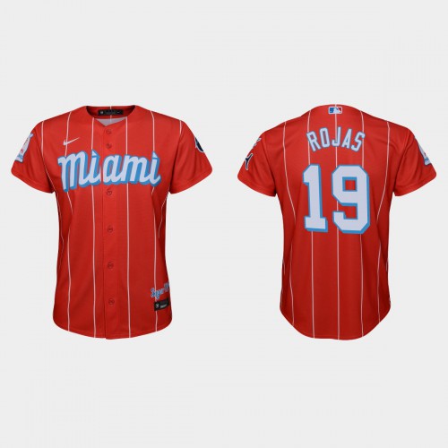 Miami Miami Marlins #19 Miguel Rojas Youth Nike 2021 City Connect Authentic MLB Jersey Red Youth->miami marlins->MLB Jersey
