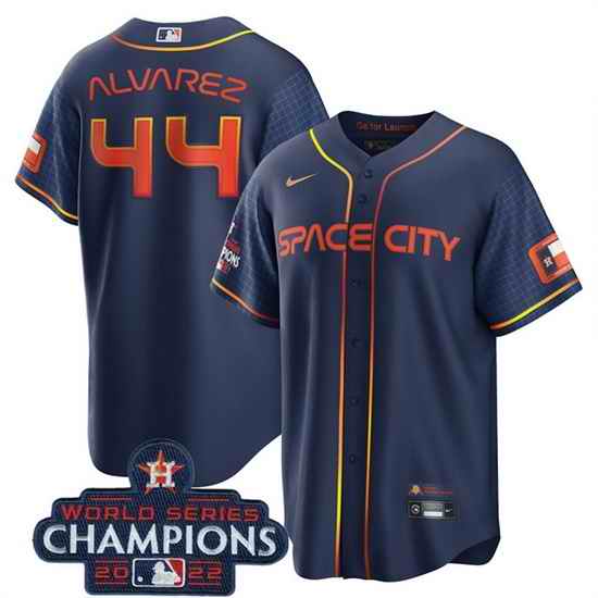 Youth Houston Astros #44 Yordan Alvarez Navy 2022 World Series Champions City Connect Stitched BaseballJersey->youth mlb jersey->Youth Jersey