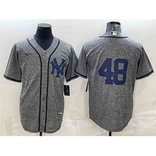 Men New York Yankees #48 Anthony Rizzo Grey Stitched Jersey->new york yankees->MLB Jersey