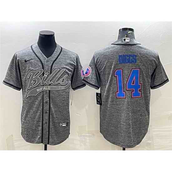 Men Buffalo Bills #14 Stefon Diggs Grey With Patch Cool Base Stitched Baseball Jersey->buffalo bills->NFL Jersey