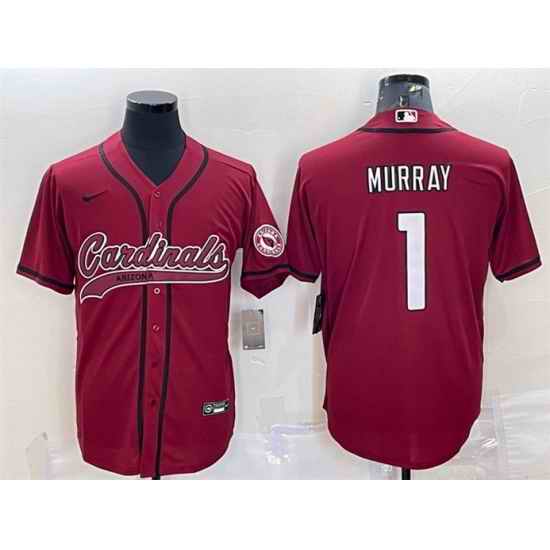 Men Arizona Cardinals #1 Kyler Murray Red With Patch Cool Base Stitched Baseball Jersey->arizona cardinals->NFL Jersey