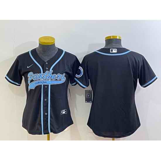 Women Carolina Panthers Blank Black With Patch Cool Base Stitched Baseball Jersey->women nfl jersey->Women Jersey