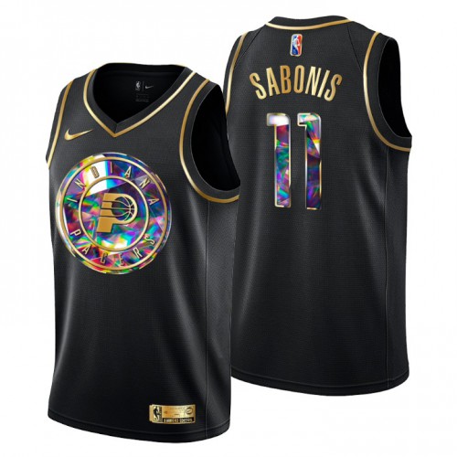 Indiana Indiana Pacers #11 Domantas Sabonis Men’s Golden Edition Diamond Logo 2021/22 Swingman Jersey – Black Men’s->indiana pacers->NBA Jersey
