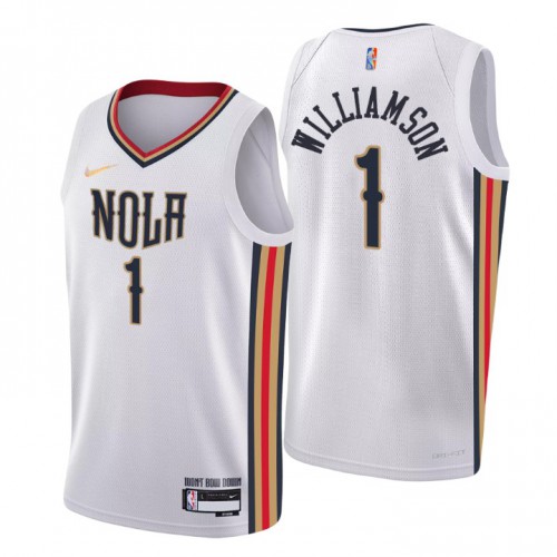 New Orleans New Orleans Pelicans #1 Zion Williamson Men’s Nike White 2021/22 Swingman NBA Jersey – City Edition Men’s->new england patriots->NFL Jersey