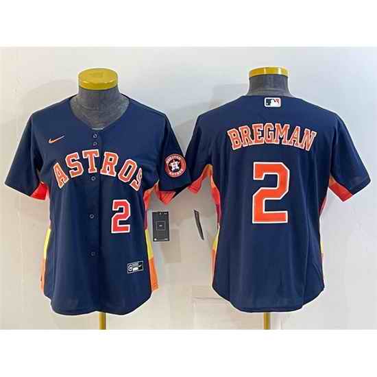 Women Houston Astros #2 Alex Bregman Navy With Patch Cool Base Stitched Baseball Jersey->women mlb jersey->Women Jersey