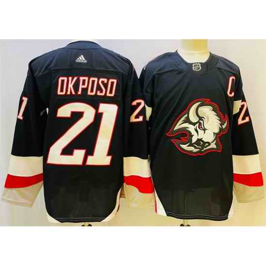 Men Buffalo Sabres #21 Kyle Okposo 2022 23 Black Stitched Jersey->buffalo sabres->NHL Jersey