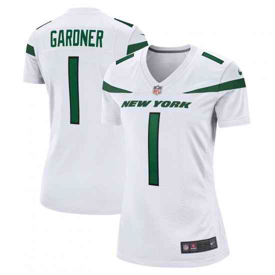 Women New York Jets Sauce Gardner #1 White Vapor Untouchable Limited Jersey->women nfl jersey->Women Jersey