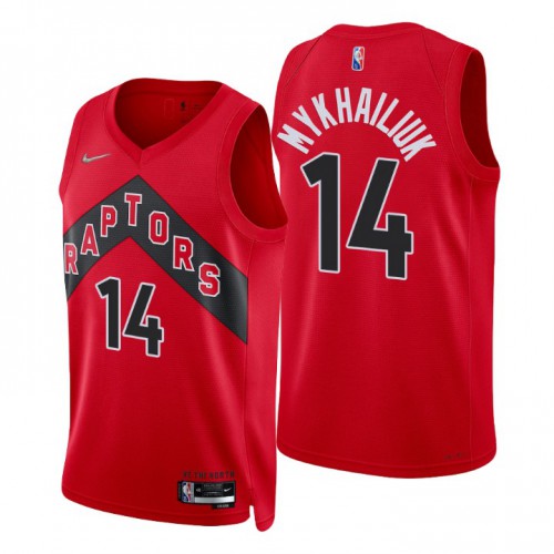 Nike Toronto Raptors #14 Sviatoslav Mykhailiuk Red Men’s 2021-22 NBA 75th Anniversary Diamond Swingman Jersey – Icon Edition Men’s->toronto raptors->NBA Jersey