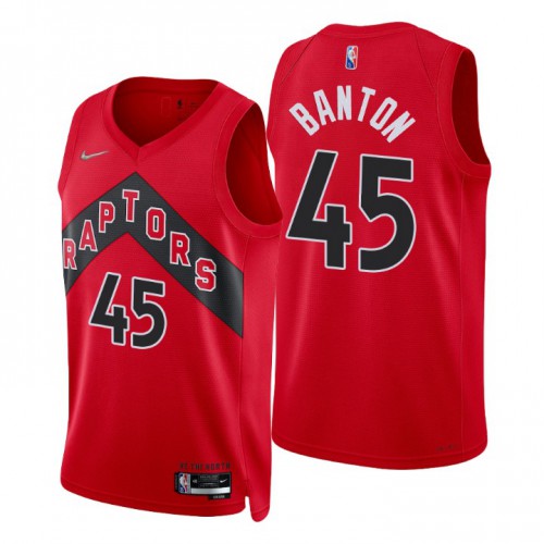 Nike Toronto Raptors #45 Dalano Banton Red Men’s 2021-22 NBA 75th Anniversary Diamond Swingman Jersey – Icon Edition Men’s->toronto raptors->NBA Jersey