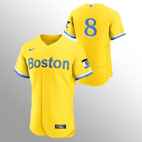 Boston Boston Red Sox #8 Carl Yastrzemski Men’s Nike 2021 City Connect Gold Authentic MLB Jersey – No Name Men’s->boston red sox->MLB Jersey