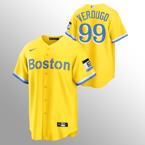 Boston Boston Red Sox #99 Alex Verdugo Men’s Nike 2021 City Connect Gold Fans Version MLB Jersey Men’s->boston red sox->MLB Jersey