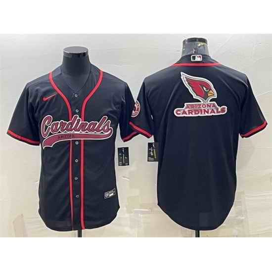 Men Arizona Cardinals Black Team Big Logo With Patch Cool Base Stitched Baseball Jersey->arizona cardinals->NFL Jersey