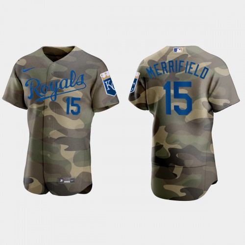 Kansas City Kansas City Royals #15 Whit Merrifield Men’s Nike 2021 Armed Forces Day Authentic MLB Jersey -Camo Men’s->kansas city royals->MLB Jersey