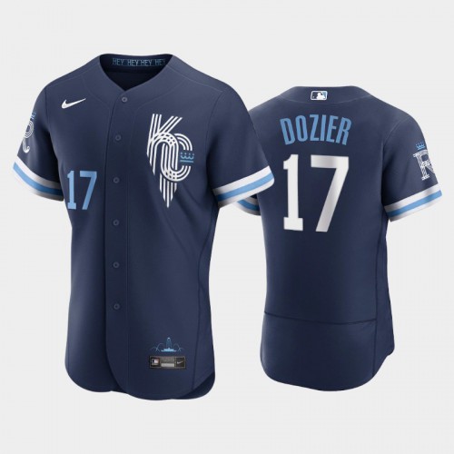 Kansas City Kansas City Royals #17 Hunter Dozier Men’s Nike Authentic 2022 City Connect Navy Jersey Men’s->kansas city royals->MLB Jersey