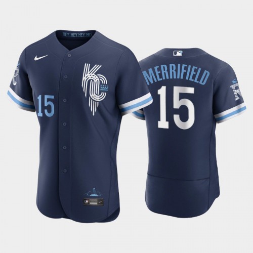 Kansas City Kansas City Royals #15 Whit Merrifield Men’s Nike Authentic 2022 City Connect Navy Jersey Men’s->youth mlb jersey->Youth Jersey