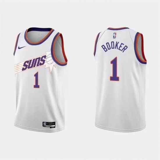 Men Phoenix Suns #1 Devin Booker White Association Edition Stitched Jersey->phoenix suns->NBA Jersey