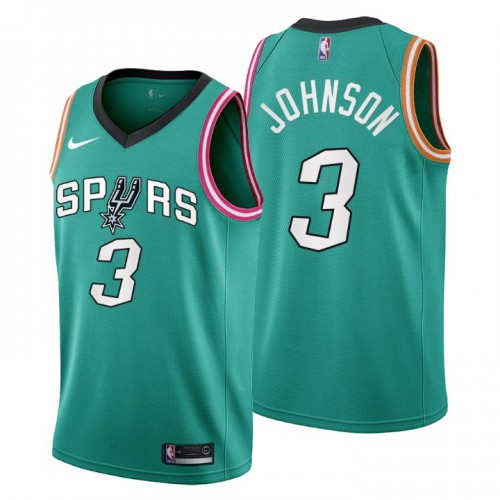 Nike San Antonio Spurs #3 Keldon Johnson Men’s 2022-23 City Edition NBA Jersey – Cherry Blossom Teal Men’s->san antonio spurs->NBA Jersey