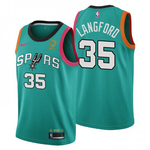 Nike San Antonio Spurs #35 Romeo Langford Men’s 2022-23 City Edition NBA Jersey – Cherry Blossom Teal Men’s->san antonio spurs->NBA Jersey