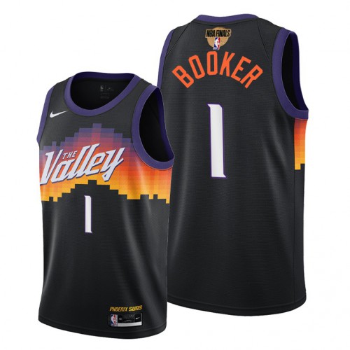 Nike Phoenix Suns #1 Devin Booker Men’s 2021 NBA Finals Bound City Edition Jersey Black Men’s->youth nba jersey->Youth Jersey