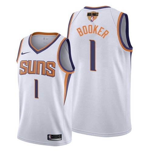 Nike Phoenix Suns #1 Devin Booker Men’s 2021 NBA Finals Bound Swingman Association Edition Jersey White Men’s->youth nba jersey->Youth Jersey