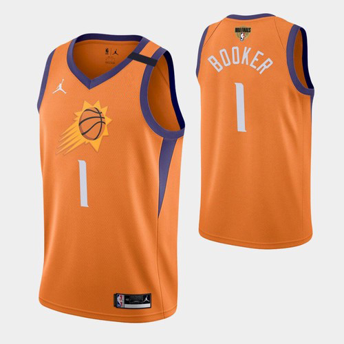 Phoenix Phoenix Suns #1 Devin Booker Men’s 2021 NBA Finals Bound Statement Edition NBA Jersey Orange Men’s->phoenix suns->NBA Jersey