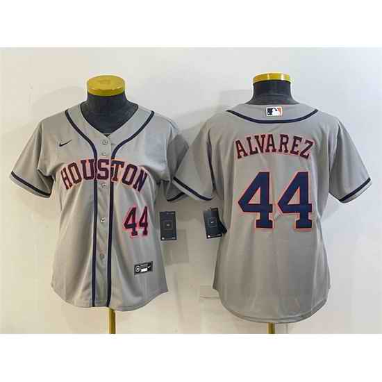 Women Houston Astros #44 Yordan Alvarez Gray Cool Base Stitched Baseball Jerseys->women mlb jersey->Women Jersey