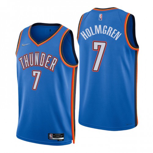 Nike Oklahoma City Thunder #7 Chet Holmgren Blue Men’s 2021-22 NBA 75th Anniversary Diamond Swingman Jersey – Icon Edition Men’s->oklahoma city thunder->NBA Jersey