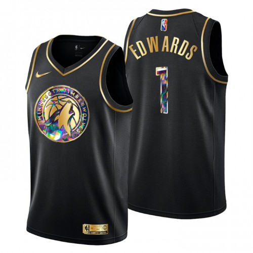 Minnesota Minnesota Timberwolves #1 Anthony Edwards Men’s Golden Edition Diamond Logo 2021/22 Swingman Jersey – Black Men’s->minnesota timberwolves->NBA Jersey