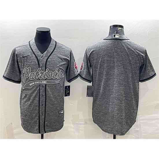 Men New England Patriots Blank Grey With Patch Cool Base Stitched Baseball Jersey->new england patriots->NFL Jersey