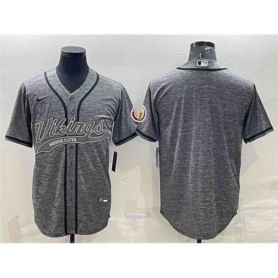 Men Minnesota Vikings Blank Grey With Patch Cool Base Stitched Baseball Jersey->miami dolphins->NFL Jersey
