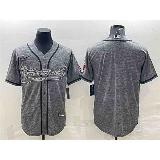 Men Tampa Bay Buccaneers Blank Grey With Patch Cool Base Stitched Baseball Jersey->san francisco 49ers->NFL Jersey