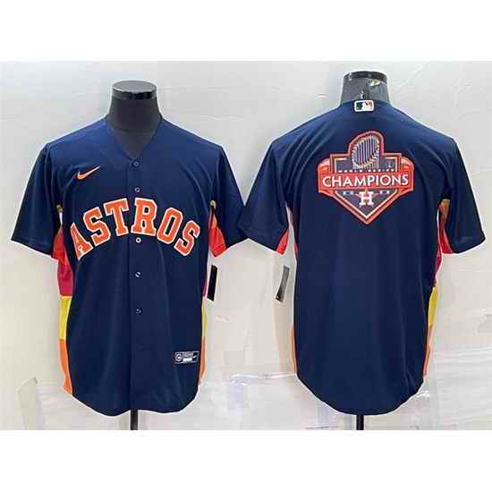 Men Houston Astros Navy 2022 World Series Champions Team Big Logo Cool Base Stitched Jersey->houston astros->MLB Jersey