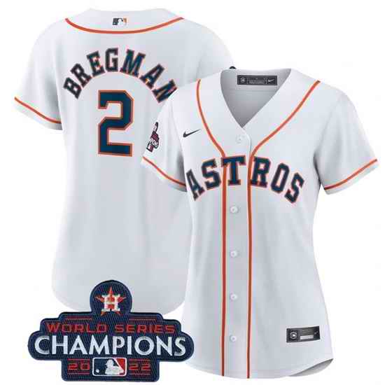 Women Houston Astros #2 Alex Bregman White 2022 World Series Champions Cool Base Stitched Baseball Jersey->women mlb jersey->Women Jersey