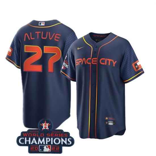 Youth Houston Astros #27 Jose Altuve Navy 2022 World Series Champions City Connect Stitched BaseballJersey->youth mlb jersey->Youth Jersey