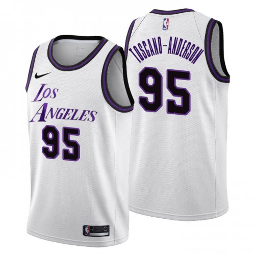 Nike Los Angeles Lakers #95 Juan Toscano-Anderson Women’s 2022-23 City Edition NBA Jersey – Cherry Blossom White Womens->women nba jersey->Women Jersey