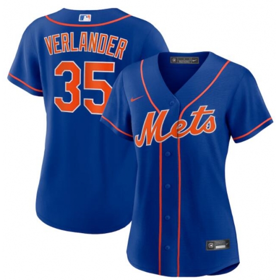 Women New York Mets Justin Verlander  #35 Royal Blue Cool Base Stitched MLB jersey->women mlb jersey->Women Jersey