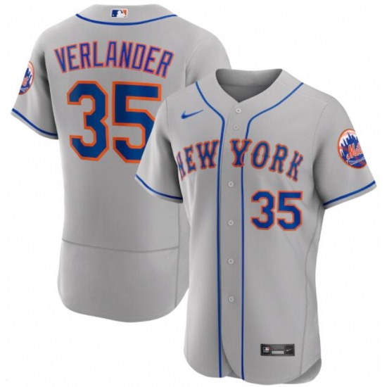 Men New York Mets Justin Verlander  #35 Gray Cool Base Stitched MLB jersey->new york mets->MLB Jersey