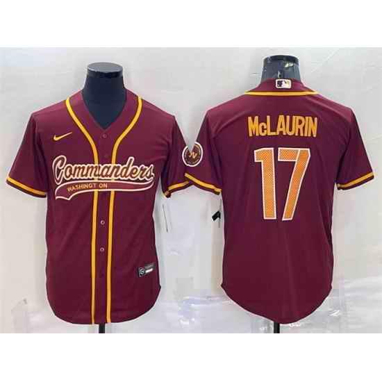 Men Washington Commanders #17 Terry McLaurin Burgundy With Patch Cool Base Stitched Baseball Jersey->washington commanders->NFL Jersey
