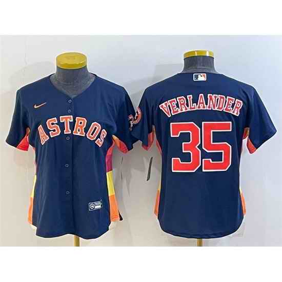 Youth Houston Astros #35 Justin Verlander Navy With Patch Cool Base Stitched Jerseys->youth mlb jersey->Youth Jersey
