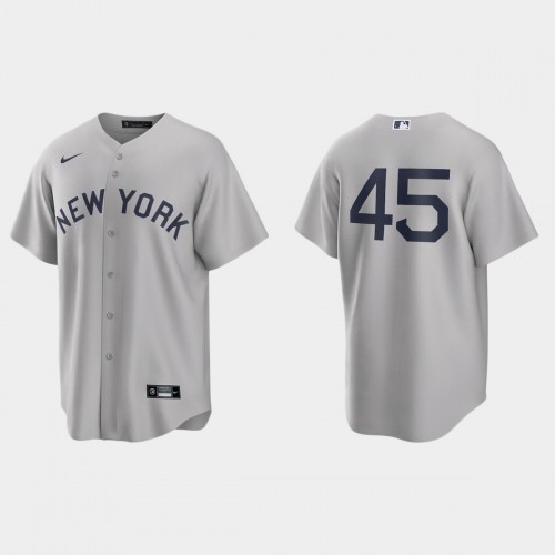 New York New York Yankees #45 Gerrit Cole Men’s Nike Gray 2021 Field of Dreams Game MLB Jersey Men’s->new york yankees->MLB Jersey