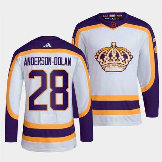 Men Los Angeles Kings #28 Jaret Anderson Dolan White 2022 Reverse Retro Stitched Jersey->los angeles kings->NHL Jersey