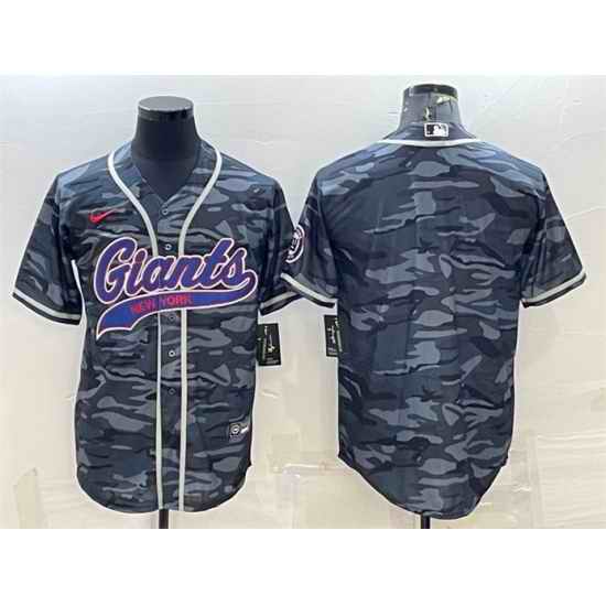 Men New York Giants Blank Grey Camo With Patch Cool Base Stitched Baseball Jersey->new york giants->NFL Jersey
