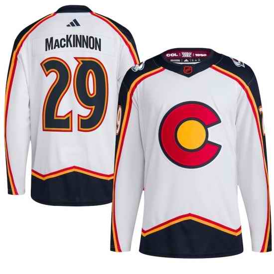 Men Colorado Avalanche 29 MacKINNON 2022 #23 White Reverse Retro Stitched Jersey->colorado avalanche->NHL Jersey