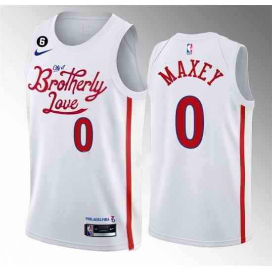 Men Philadelphia 76ers #0 Tyrese Maxey White 2022 23 City Edition With NO 6 Patch Stitched Basketball Jersey->philadelphia 76ers->NBA Jersey
