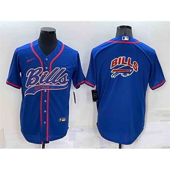 Men Buffalo Bills Royal Team Big Logo With Patch Cool Base Stitched Baseball Jersey->buffalo bills->NFL Jersey