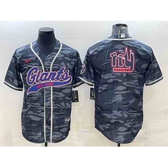 Men New York Giants Grey Camo Team Big Logo With Patch Cool Base Stitched Baseball Jersey->new york giants->NFL Jersey